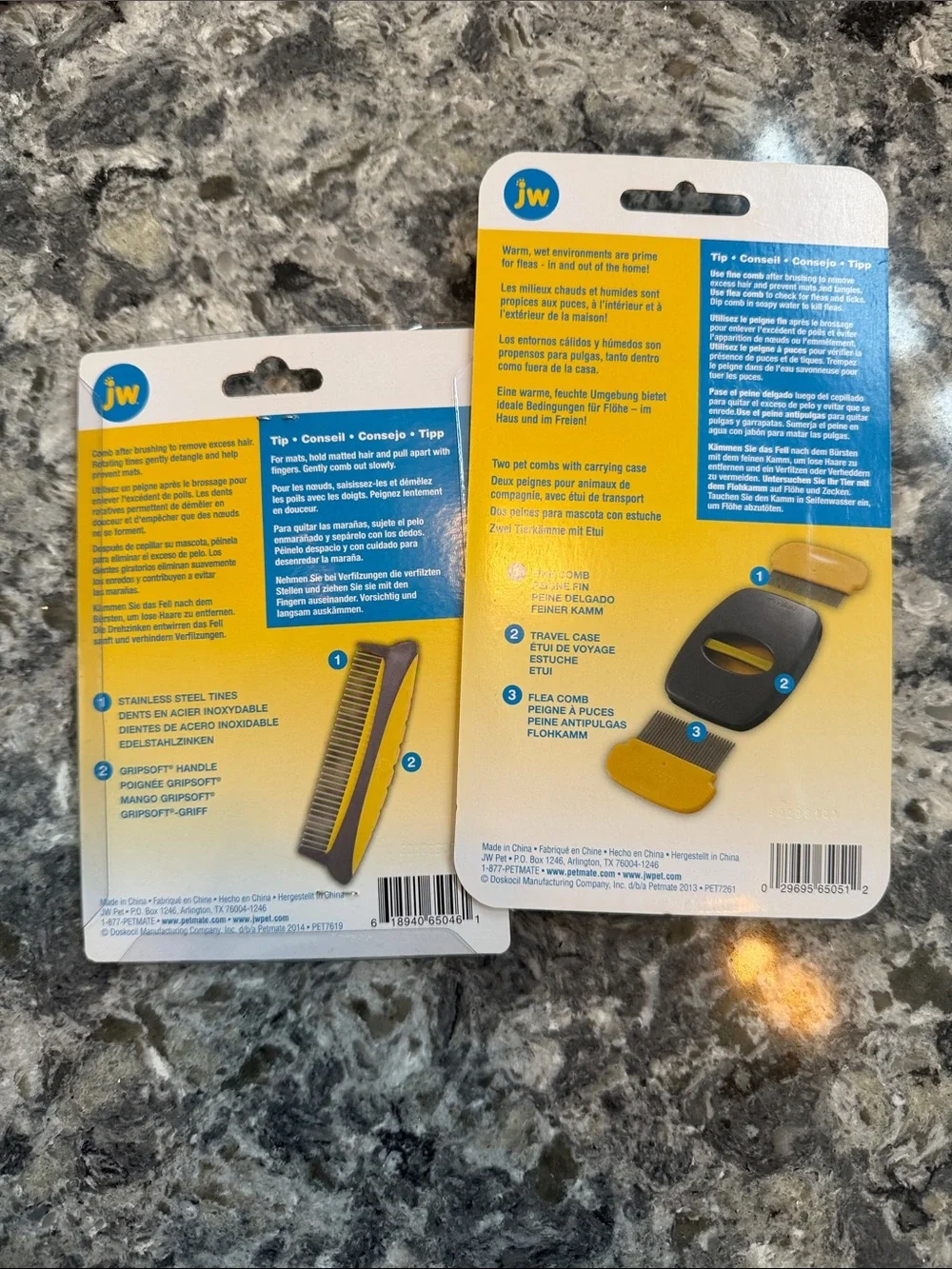 Grip Soft Grooming Comb & Shedding Tool Set - Gray and Yellow
